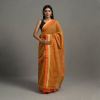 Orange - Turned Weft Circuit Cotton Handloom Saree 20