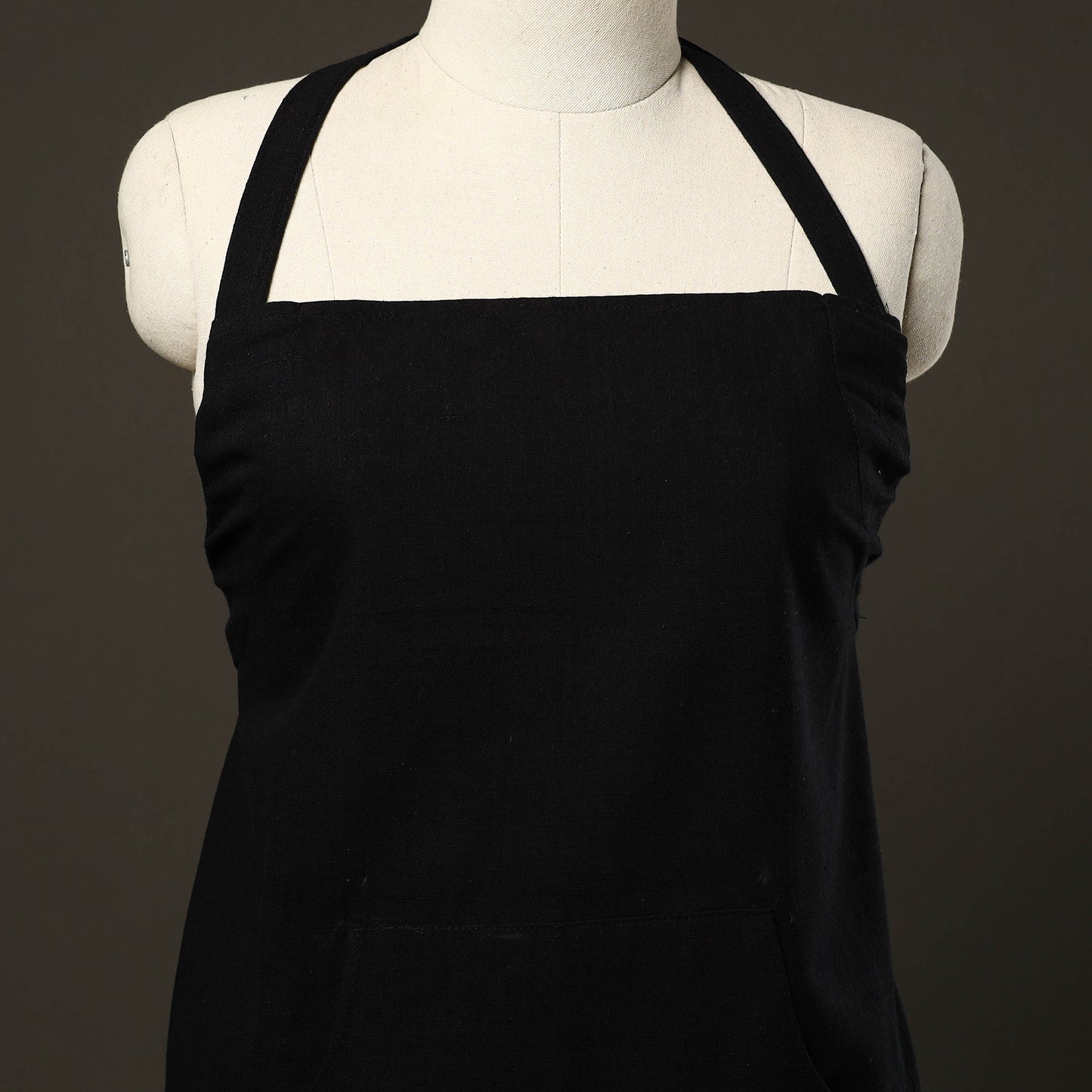 Black - jhiri handloom cotton apron with pocket 17