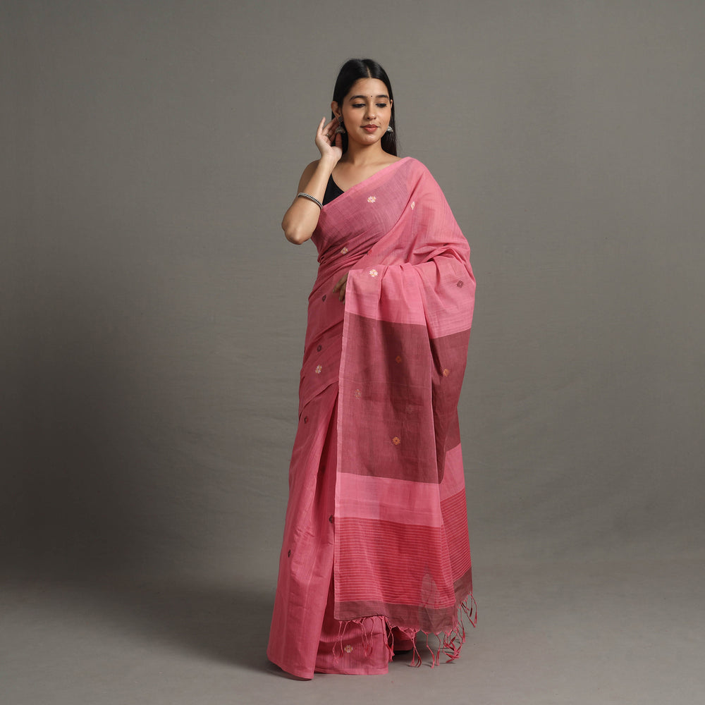 Pink - Twinkle Jamdani Cotton Handloom Saree 75