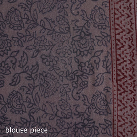 Handwoven Merino Wool Natural Dyed Hand Block Bagh Print Saree 01