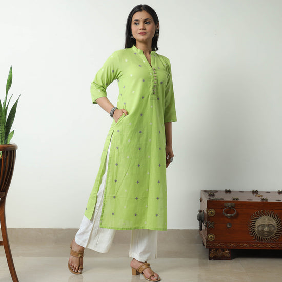 Green - Jacquard Cotton Straight Kurta 27