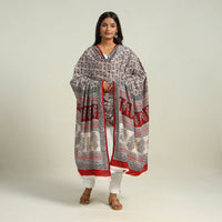 Grey - Hand Block Print Cotton Bagh Dupatta 36