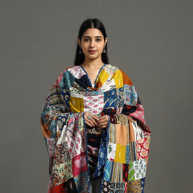 Multicolor - indigo cotton reversible patchwork dupatta 17