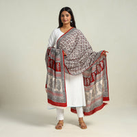 Grey - Hand Block Print Cotton Bagh Dupatta 36