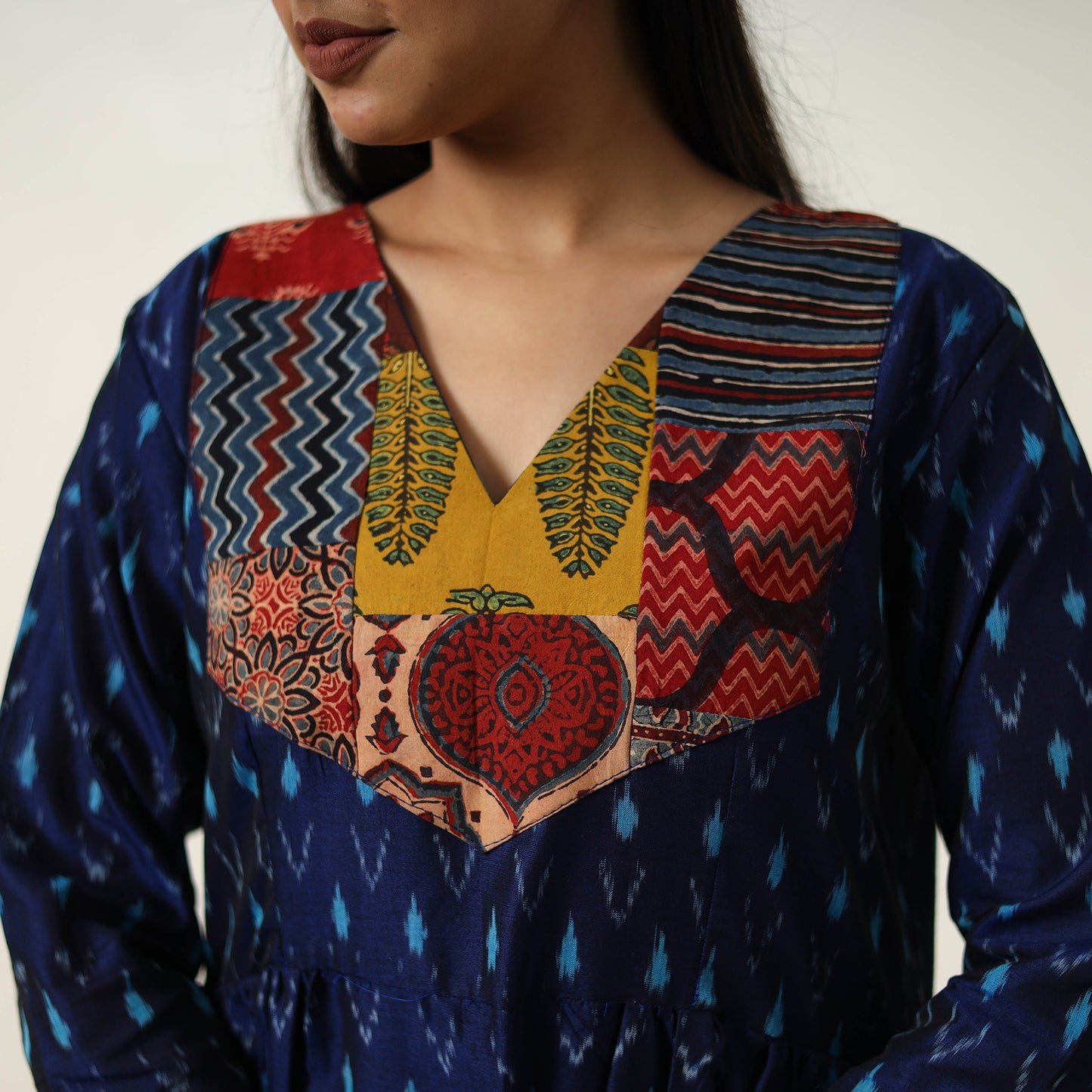 Mercerized Cotton Flared Pochampally Ikat Dress 01