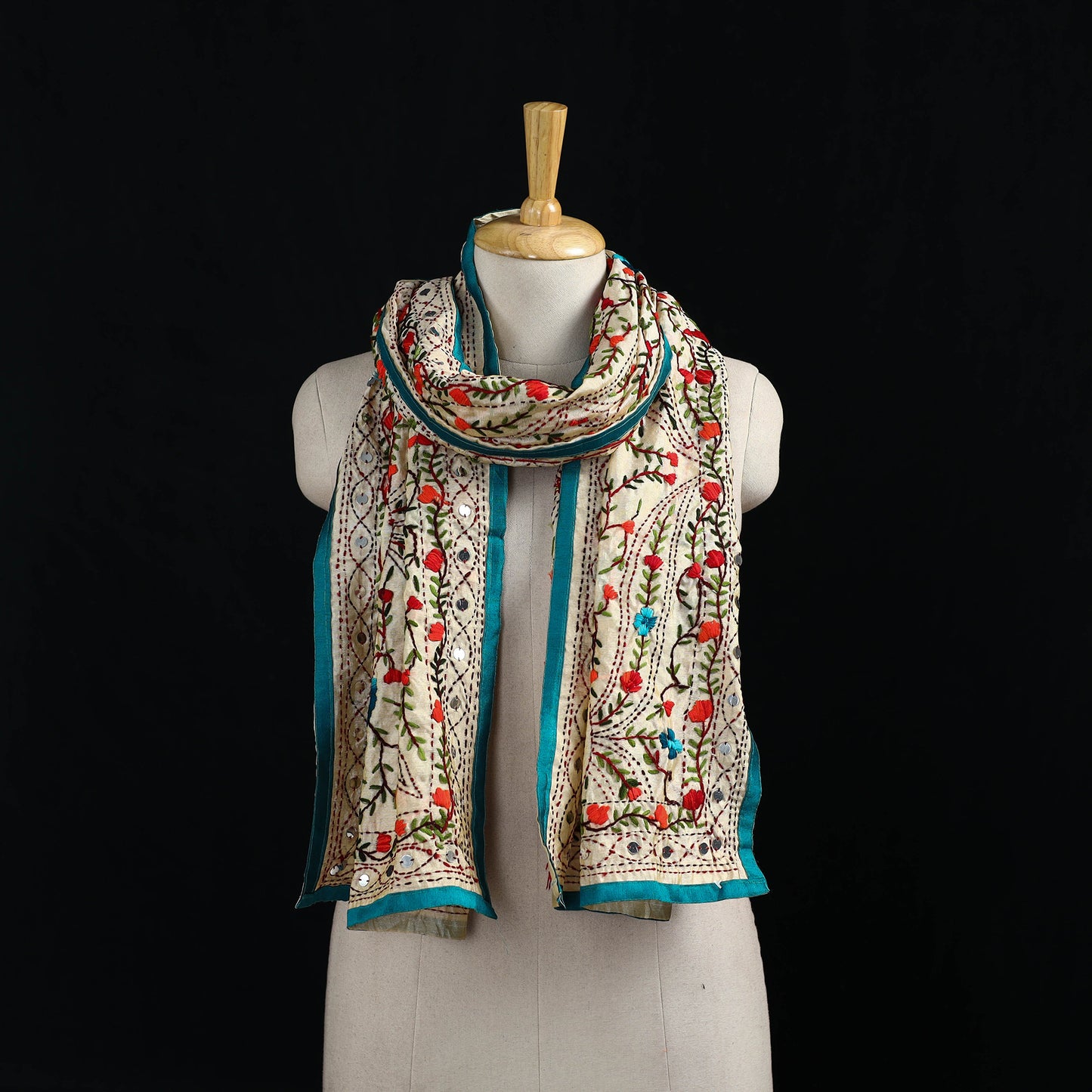 Ranihati Chanderi Silk Hand Embroidered Stole 32
