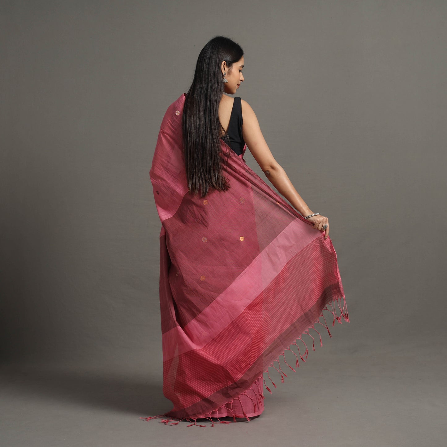 Pink - Twinkle Jamdani Cotton Handloom Saree 75