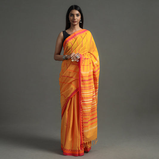 Orange - Begampuri Handloom Cotton Saree