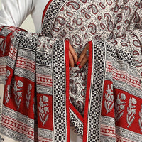 Grey - Hand Block Print Cotton Bagh Dupatta 36