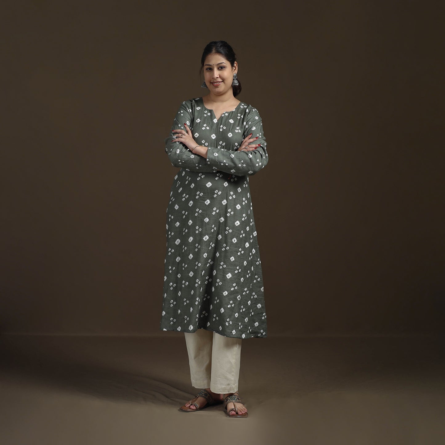 Bandhani Tie-Dye Cotton A-Line Kurta for women 01