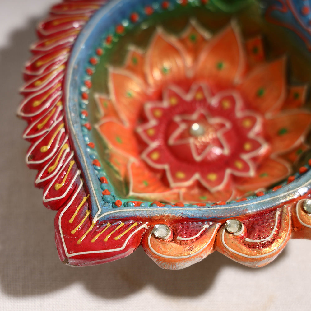 Festive Decor Handpainted Terracotta Big Diya