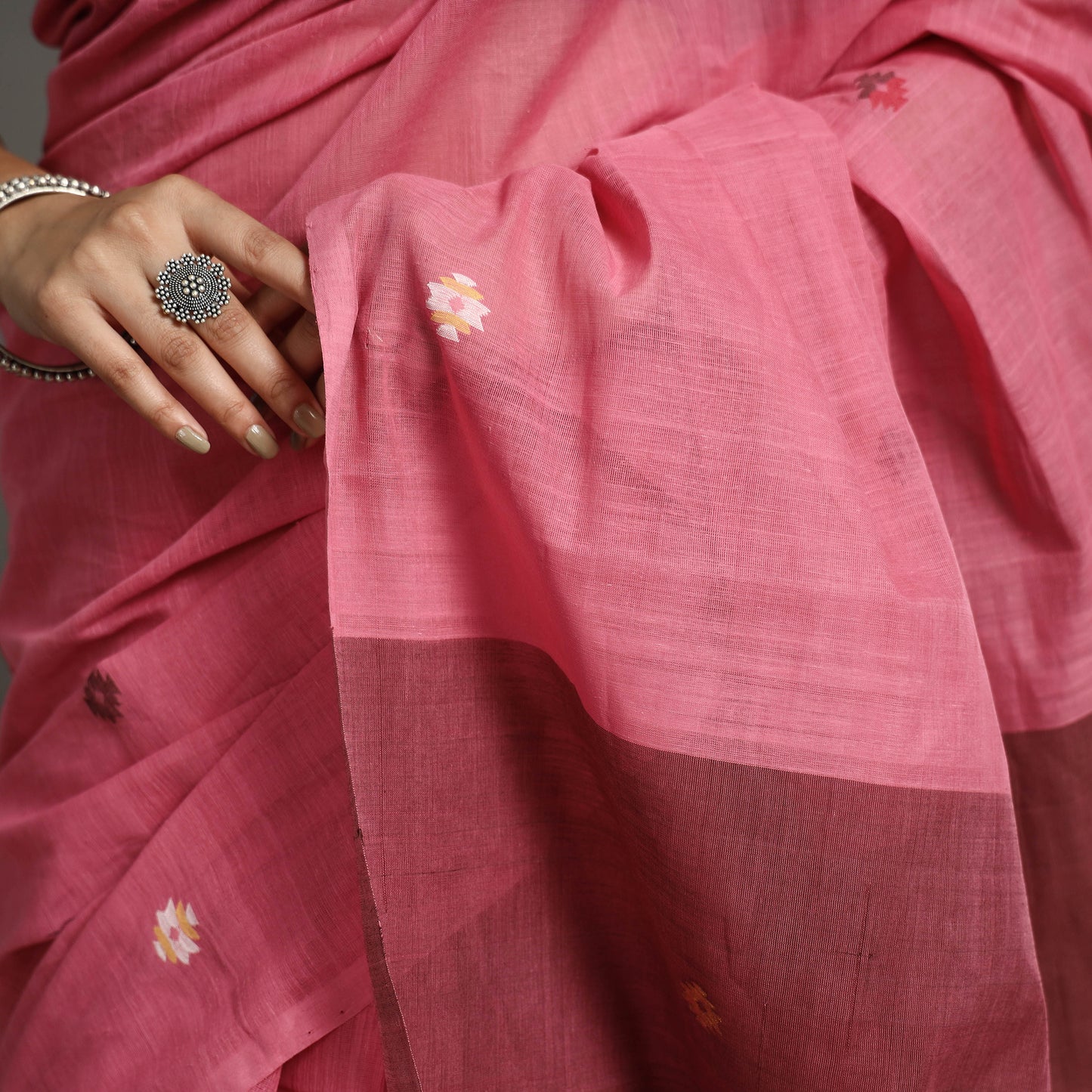 Pink - Twinkle Jamdani Cotton Handloom Saree 75