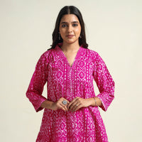 Pink - Batik Printed Cotton Kurta with Palazzo Set