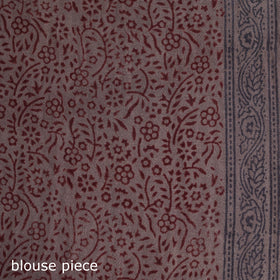 Handwoven Merino Wool Natural Dyed Hand Block Bagh Print Saree 09