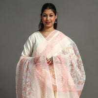 Peach - Sanganeri Block Printed Kota Doria Cotton Dupatta 52