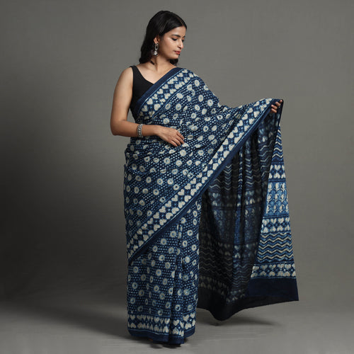 block printed saree