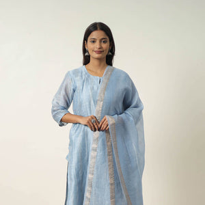 Elegant Linen Silk Handloom Plain Kurta Set 06