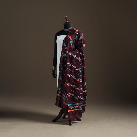 Brown - Hand Batik Print Cotton Dupatta 19