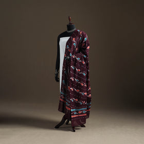 Brown - hand batik print cotton dupatta 19 - handcrafted
