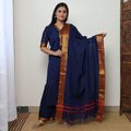 Blue - Dharwad Cotton Kurta with Palazzo & Dupatta Set 10