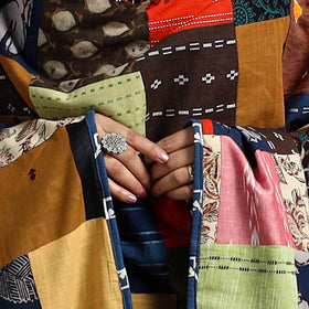 Multicolor - indigo cotton reversible patchwork dupatta 18