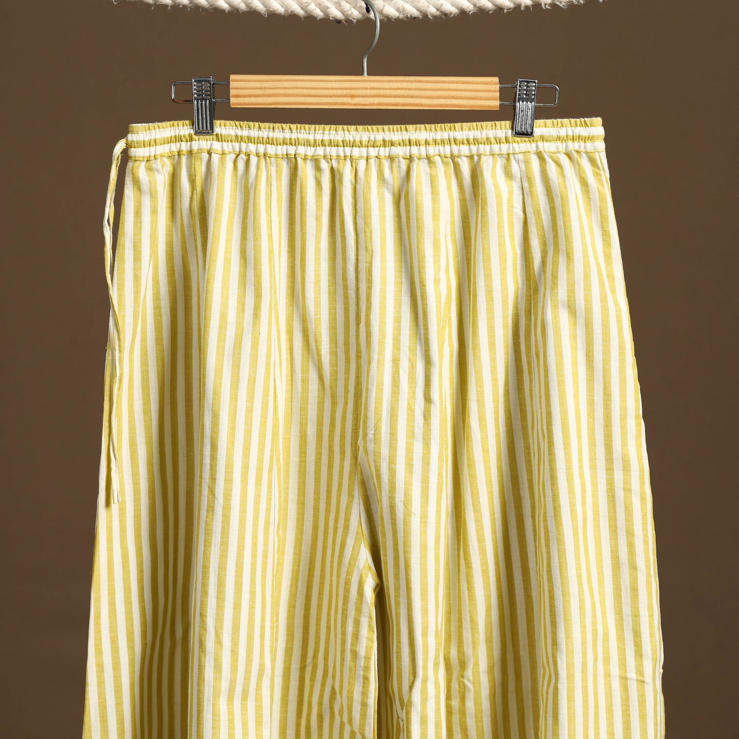 Yellow - cotton flared jacquard weave palazzo 03