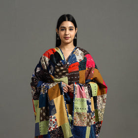 Multicolor - indigo cotton reversible patchwork dupatta 18