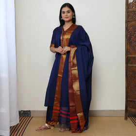 Blue - Dharwad Cotton Kurta with Palazzo & Dupatta Set 10