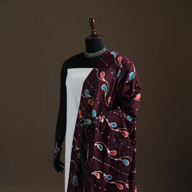 Brown - hand batik print cotton dupatta 19 - handcrafted