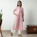 Pink - Jacquard Cotton Straight Kurta 09