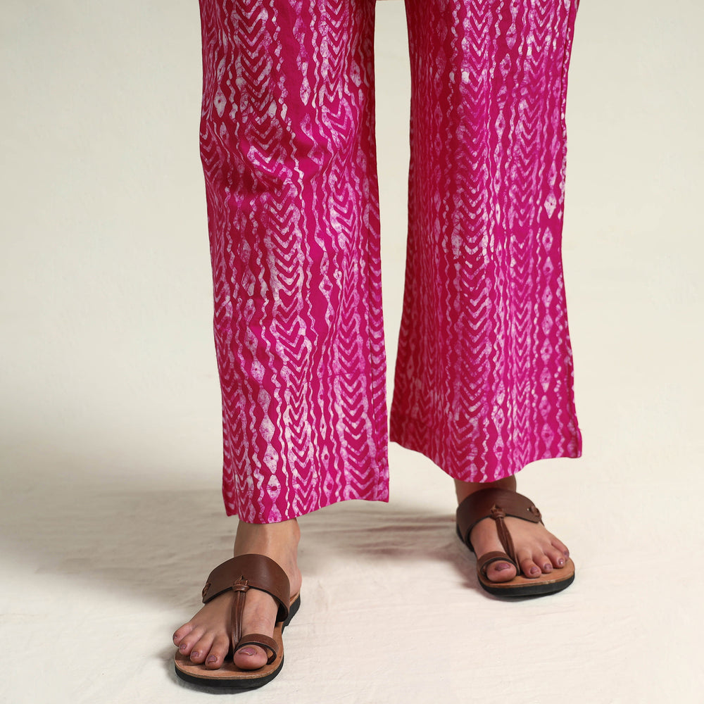 Pink - Batik Printed Cotton Kurta with Palazzo Set