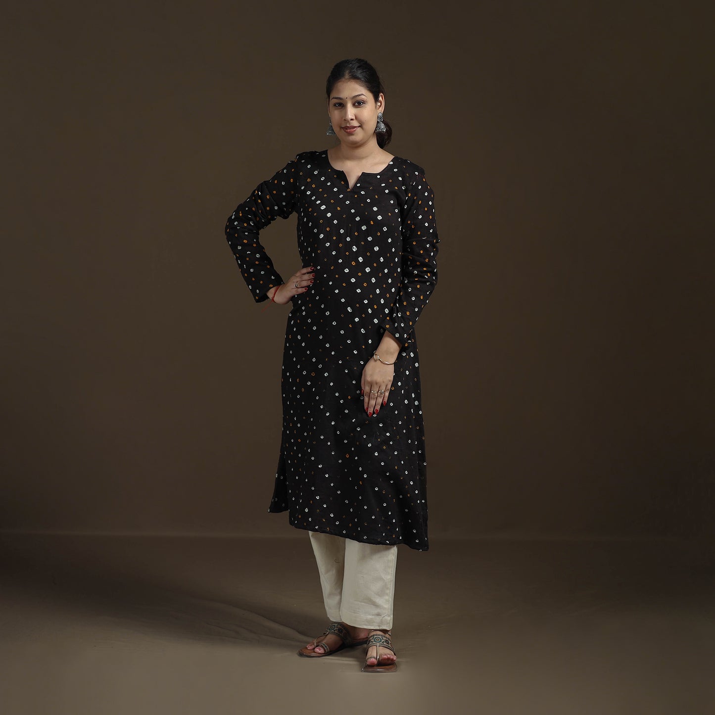 Bandhani Tie-Dye Cotton A-Line Kurta for women 03