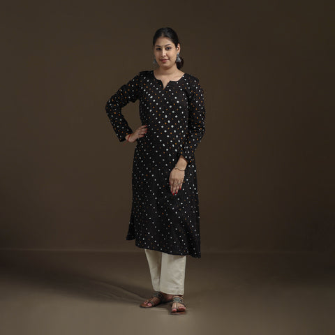 Bandhani Tie-Dye Cotton A-Line Kurta for women 03