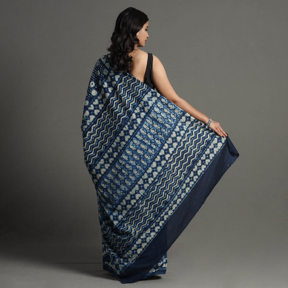 block printed saree