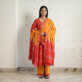 Red - Handloom Cotton Pochampally Ikat Kurta Set 24