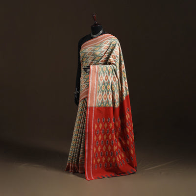 Pochampally Ikat Weave Mercerised Cotton Saree 21