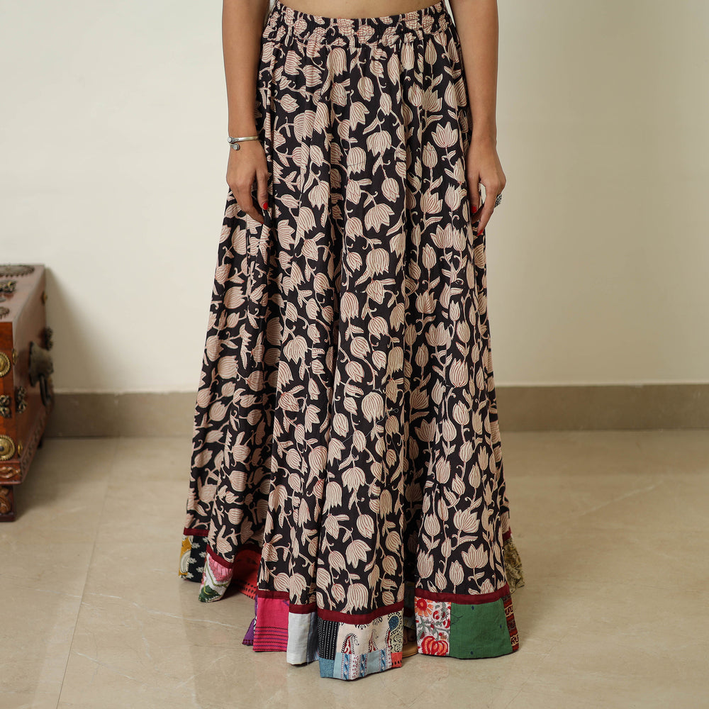 Multicolor - Hand Block Printed Cotton Long Bagru Skirt 11