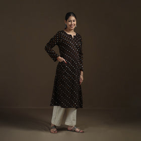 Bandhani Tie-Dye Cotton A-Line Kurta for women 03