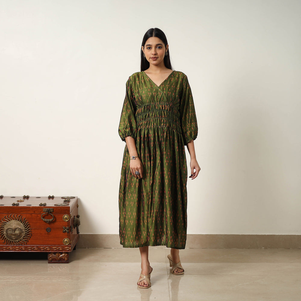 Mercerized Cotton Flared Pochampally Ikat Dress 06