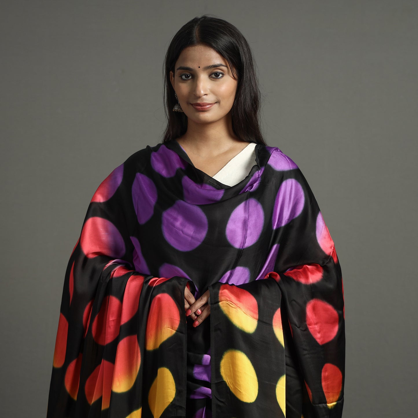 Multicolor - Shibori Clamp Dyed Modal Silk Dupatta with Zari Border 25