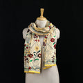Beige - Ranihati Chanderi Silk Hand Embroidered Stole 39