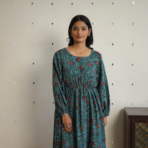 Block Printed Cotton Fit & Flare Jahota Dress 04