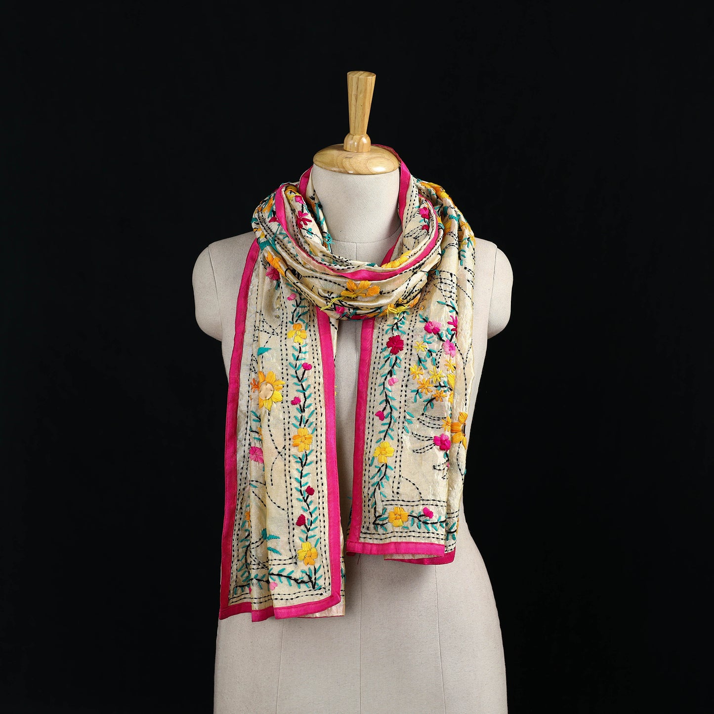 Ranihati Chanderi Silk Hand Embroidered Stole 40