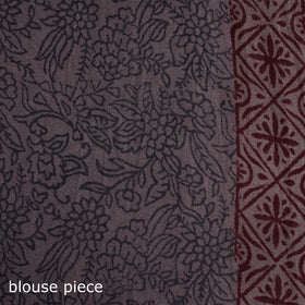Handwoven Merino Wool Natural Dyed Hand Block Bagh Print Saree 08