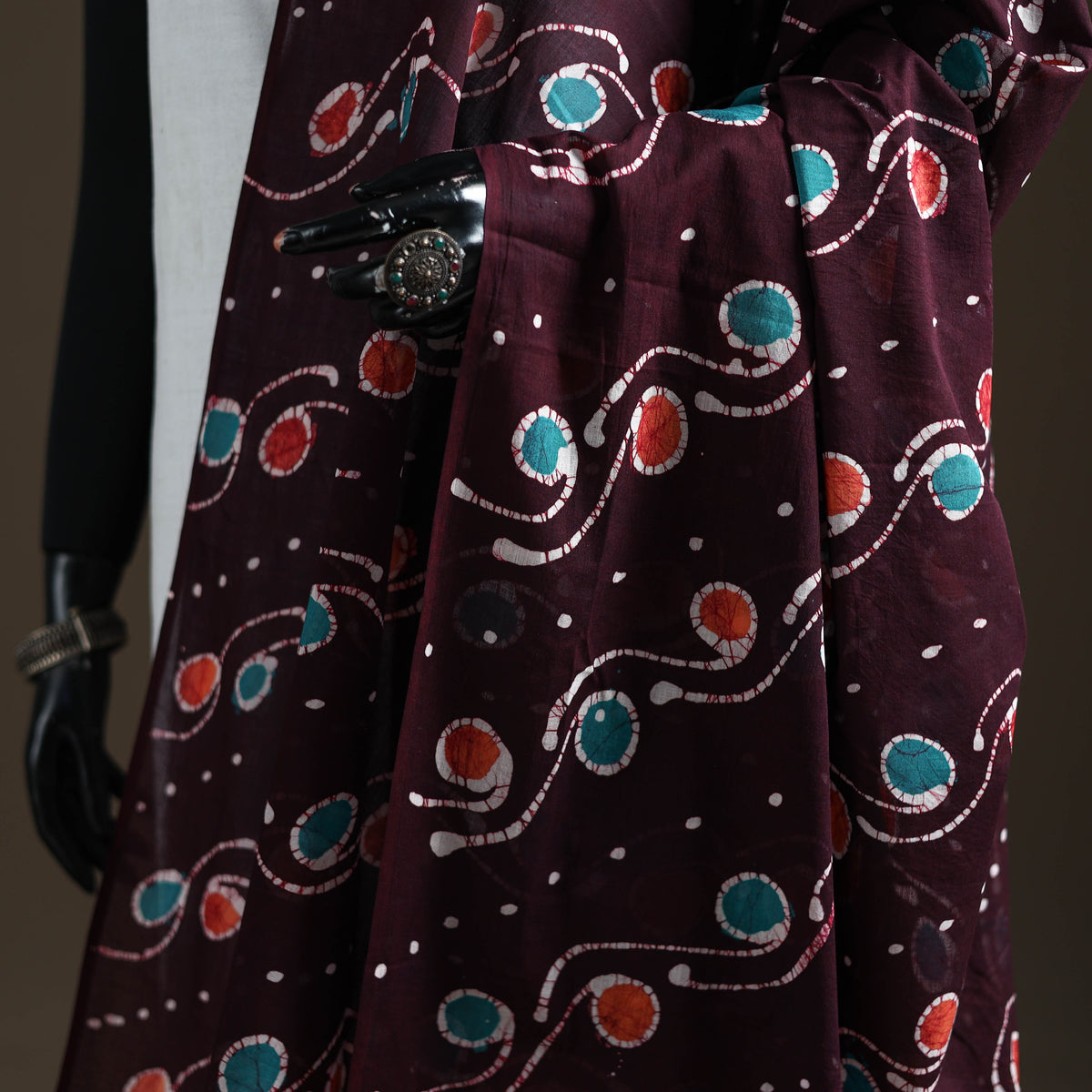 Brown - Hand Batik Print Cotton Dupatta 21