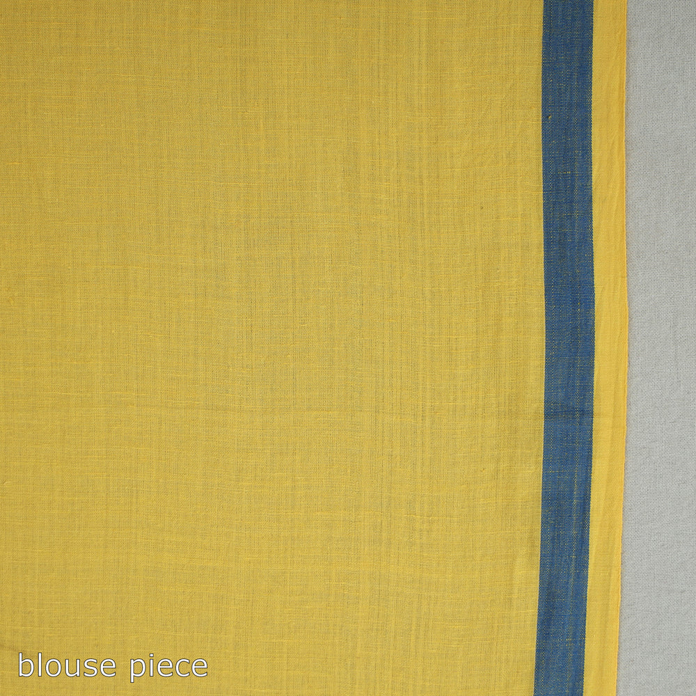 Yellow - Handloom Cotton Phulia Jamdani Saree with Tassels 27