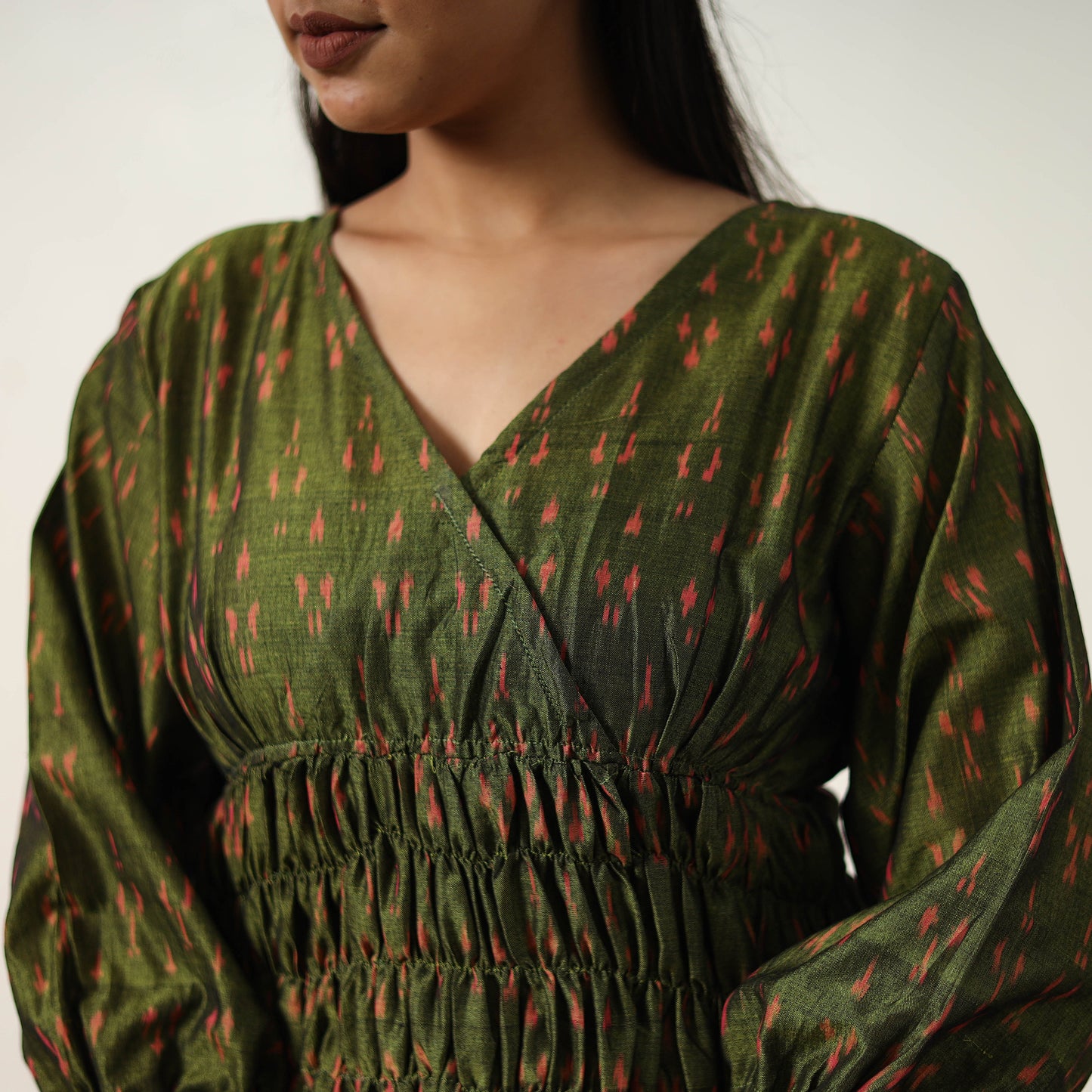 Mercerized Cotton Flared Pochampally Ikat Dress 06