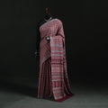 Handwoven Merino Wool Natural Dyed Hand Block Bagh Print Saree 07