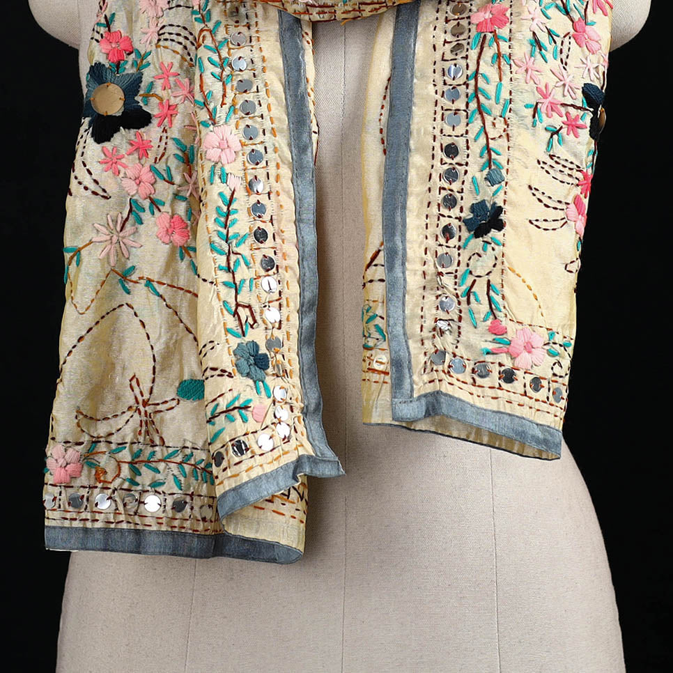 Ranihati Chanderi Silk Hand Embroidered Stole 42