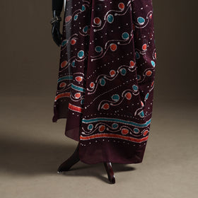 Brown - Hand Batik Print Cotton Dupatta 21